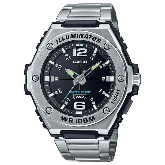 Casio Men's Heavy Duty Metal Bezel Analog Watch, Stainless Steel Bracelet MWA100HD-1AV