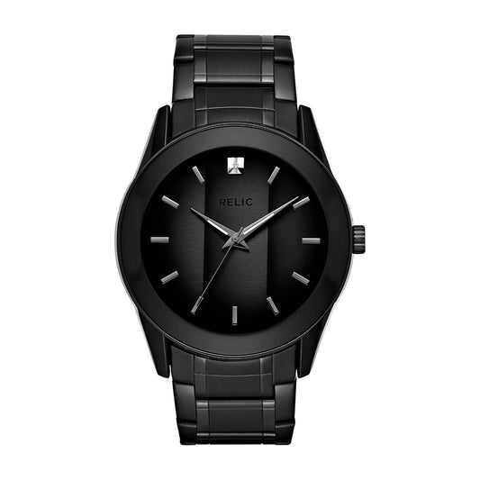 Relic By Fossil Men's Rylan Black Stainless Steel Diamond Accent Watch with Matching Band