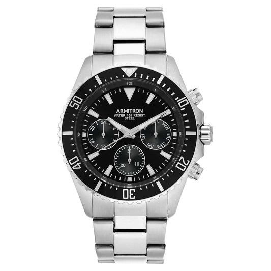 Armitron Men's Silver-Tone and Black Stainless Steel Dress Watch
