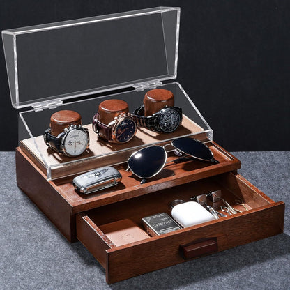 Wood Watch Box with Acrylic Hinged Cover
