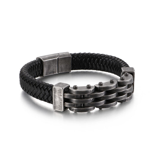 Creative Stainless Steel Magnet Buckle Braided Leather Bracelet
