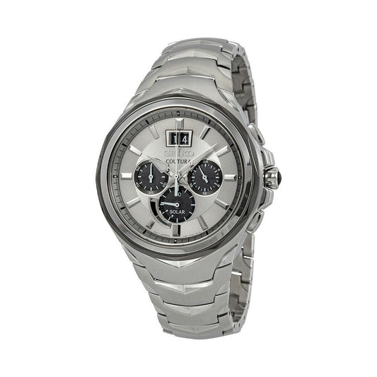 Seiko SSC627 Coutura Stainless Steel Silver Dial Men's Chronograph Solar Watch