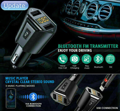 NEW CAR MP3 Player Radio Wireless Bluetooth FM Transmitter Adapter 2xUSB Car Kit