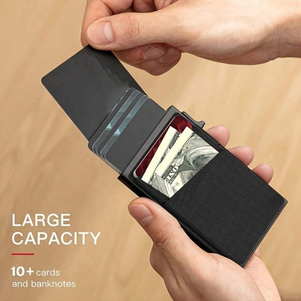 Slim Minimalist Wallet with RFID Blocking and Easy Pop Up Card Access