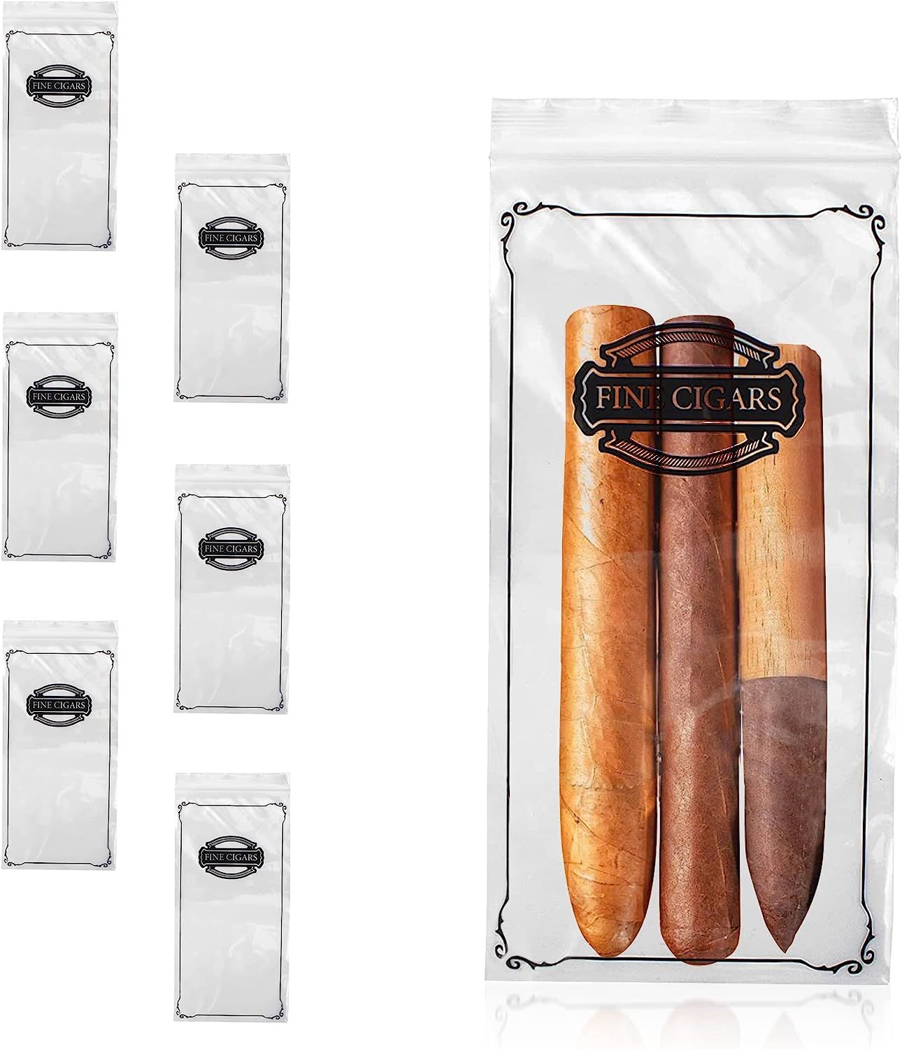 Fine Cigars Plastic Cigar Bags Pack of 100; Clear Plastic Zip Bags 5 x 10 Smoking Accessories; Small Plastic Bags Reclosable 2 Mil; Poly Zipper for Cigars to Smoke for Men