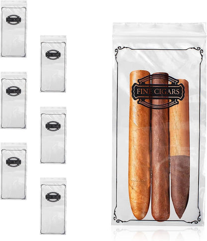 Fine Cigars Plastic Cigar Bags Pack of 100; Clear Plastic Zip Bags 5 x 10 Smoking Accessories; Small Plastic Bags Reclosable 2 Mil; Poly Zipper for Cigars to Smoke for Men