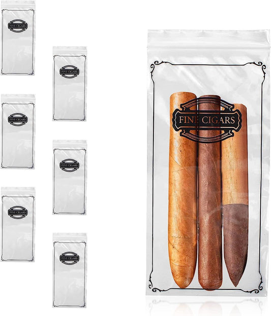 Fine Cigars Plastic Cigar Bags Pack of 100; Clear Plastic Zip Bags 5 x 10 Smoking Accessories; Small Plastic Bags Reclosable 2 Mil; Poly Zipper for Cigars to Smoke for Men