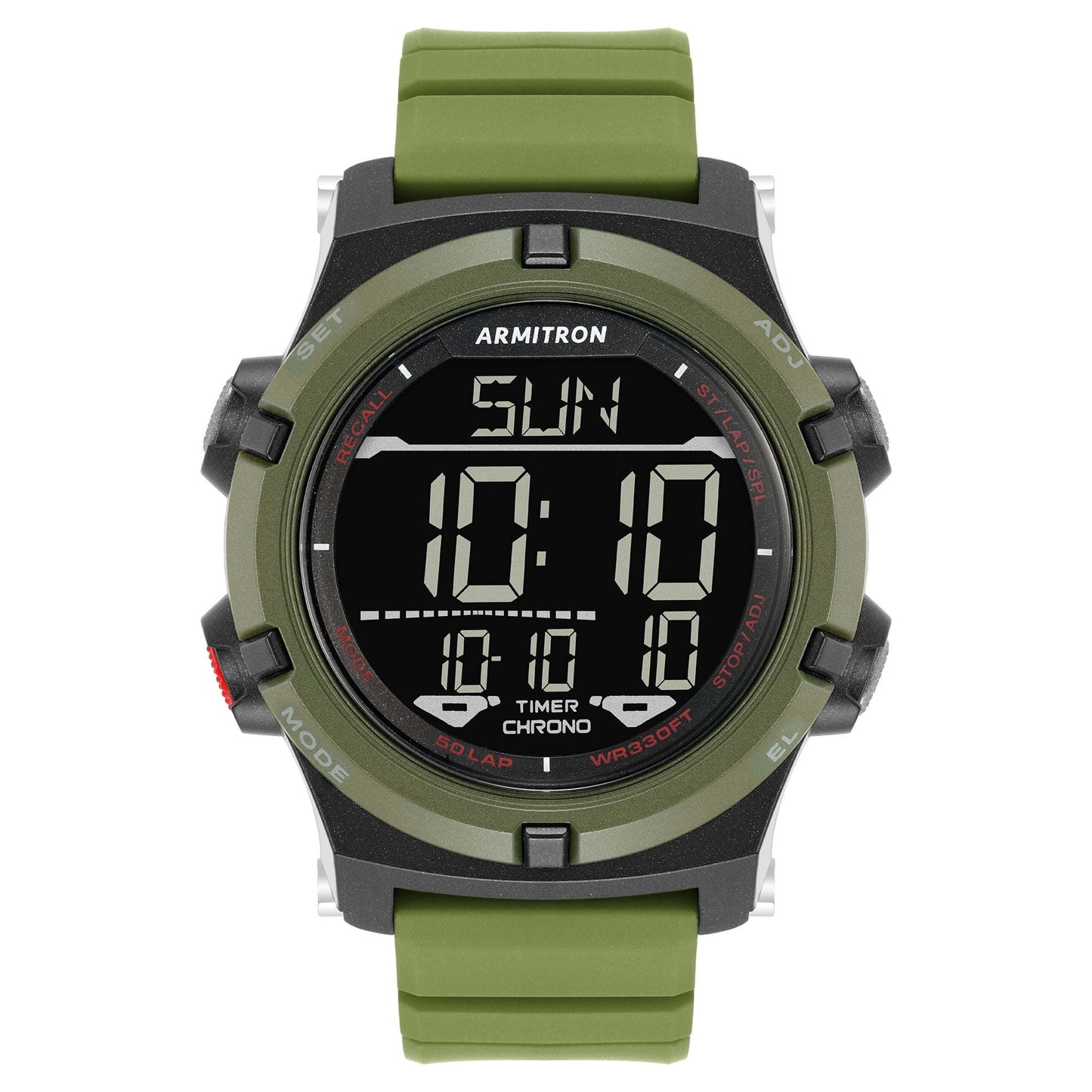 Armitron Unisex Sport Green Digital Watch with Polyurethane Band