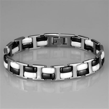 3W998 - High polished (no plating) Stainless Steel Bracelet with Ceramic in Jet