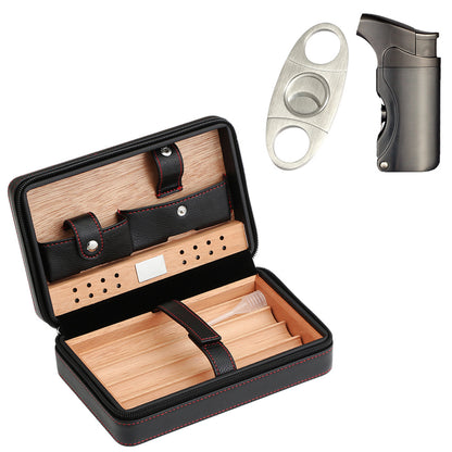 Luxury Cigar Humidor With Lighter and Cutter Set Smoking Accessory