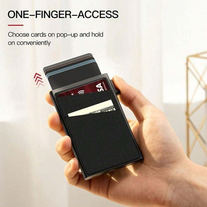 Slim Minimalist Wallet with RFID Blocking and Easy Pop Up Card Access