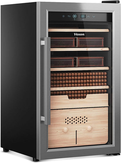 Vexon 468 Count Cigar Electric Humidor cooler with Heating & Humidity Control, Stainless Steel Trim cabinet with LED lighting