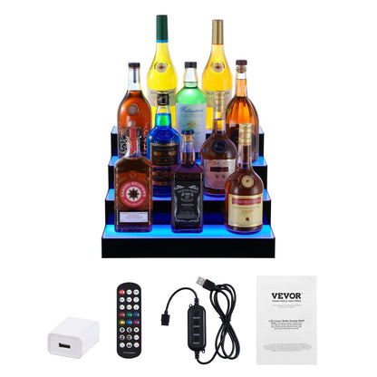 VEVOR LED Lighted Liquor Bottle Display Bar Shelf RF & App Control 16" 4-Step