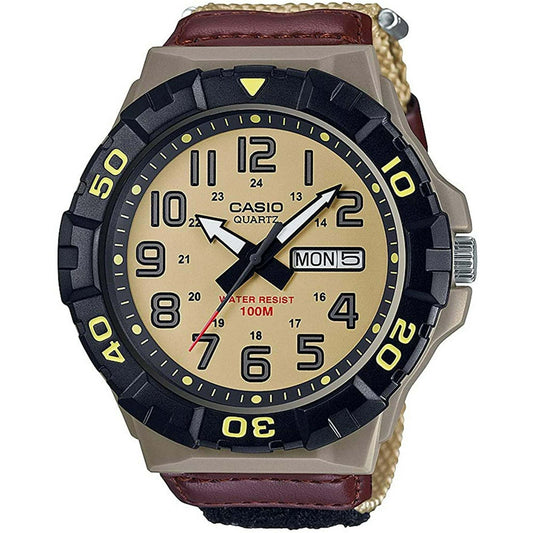 Casio Men's Large Dial Analog Sport Watch with Khaki Nylon Strap