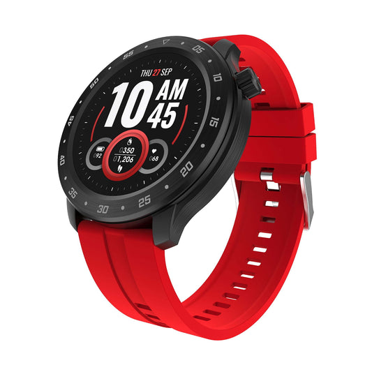 iTech Bold 3 Unisex Adult Smart Watch with red Silicone Strap