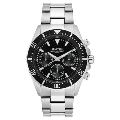 Armitron Men's Silver-Tone and Black Stainless Steel Dress Watch