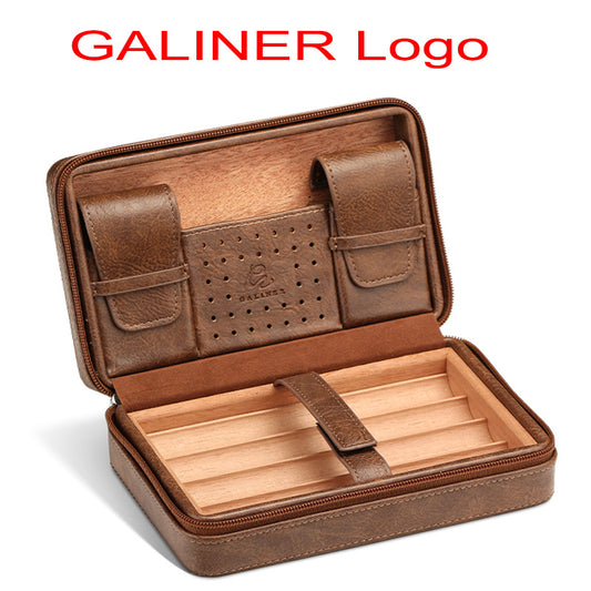 GALINER Leather Travel  Humidor Humidifier Gift Box Set with Cedar Wood  (Without Lighter and Cutter)