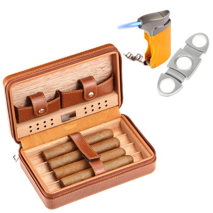 Luxury Cigar Humidor With Lighter and Cutter Set Smoking Accessory