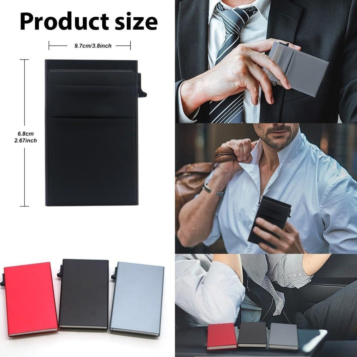 Slim Minimalist Wallet with RFID Blocking and Easy Pop Up Card Access