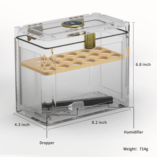 Acrylic Cigar Humidor With Hygrometer Humidifier Cedar Wood Tray Portable Humidor Box Cigar Case Fit 18-50 Smoking Accessories