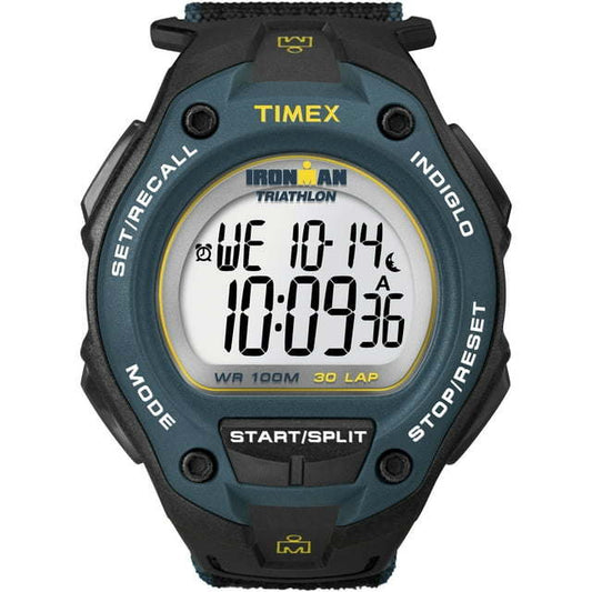 TIMEX Men's IRONMAN Classic 30 Oversized Black/Blue 43mm Sport Watch, FastWrap Strap