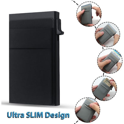 Slim Minimalist Wallet with RFID Blocking and Easy Pop Up Card Access