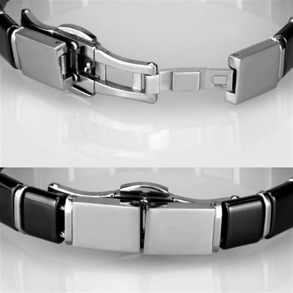 3W984 - High polished (no plating) Stainless Steel Bracelet with Ceramic in Jet