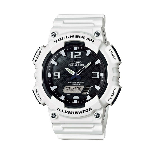 Casio Men's Solar Sport Combination Watch, White Glossy Resin Strap AQS810WC-7AVCF