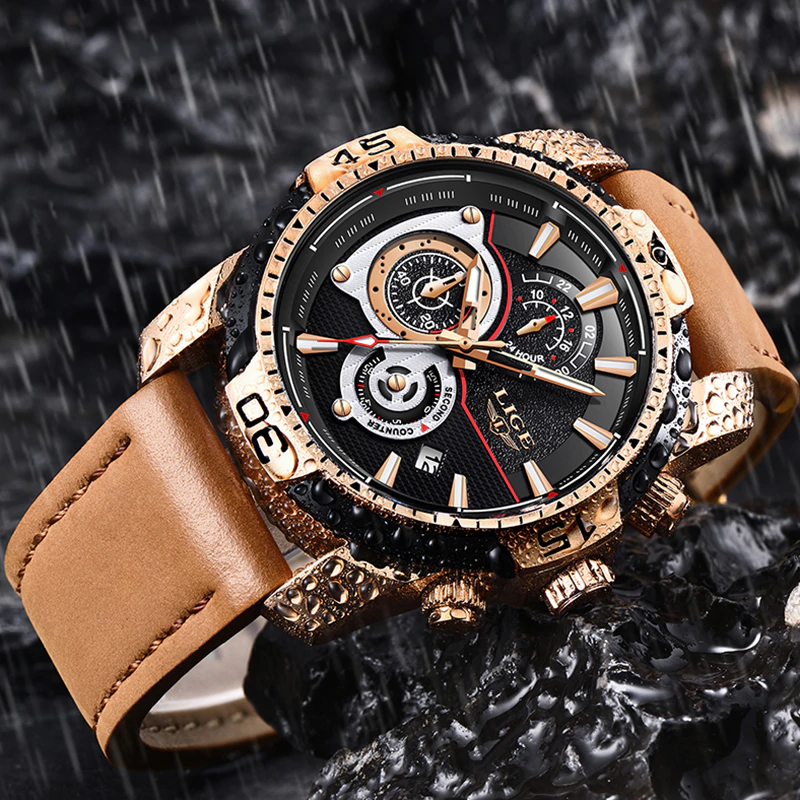 Waterproof Men's Gold Watch