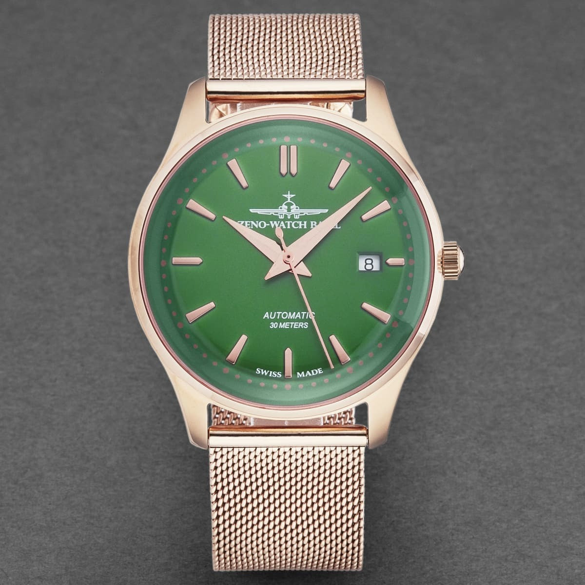 Zeno Men's 'Jules Classic' Limited Edition Green Dial Rose Gold Plated Bracelet Automatic Watch 4942-2824PGRG81