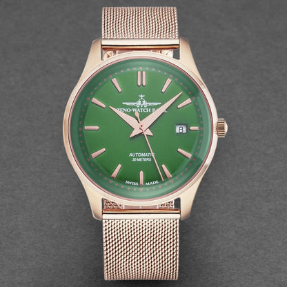 Zeno Men's 'Jules Classic' Limited Edition Green Dial Rose Gold Plated Bracelet Automatic Watch 4942-2824PGRG81