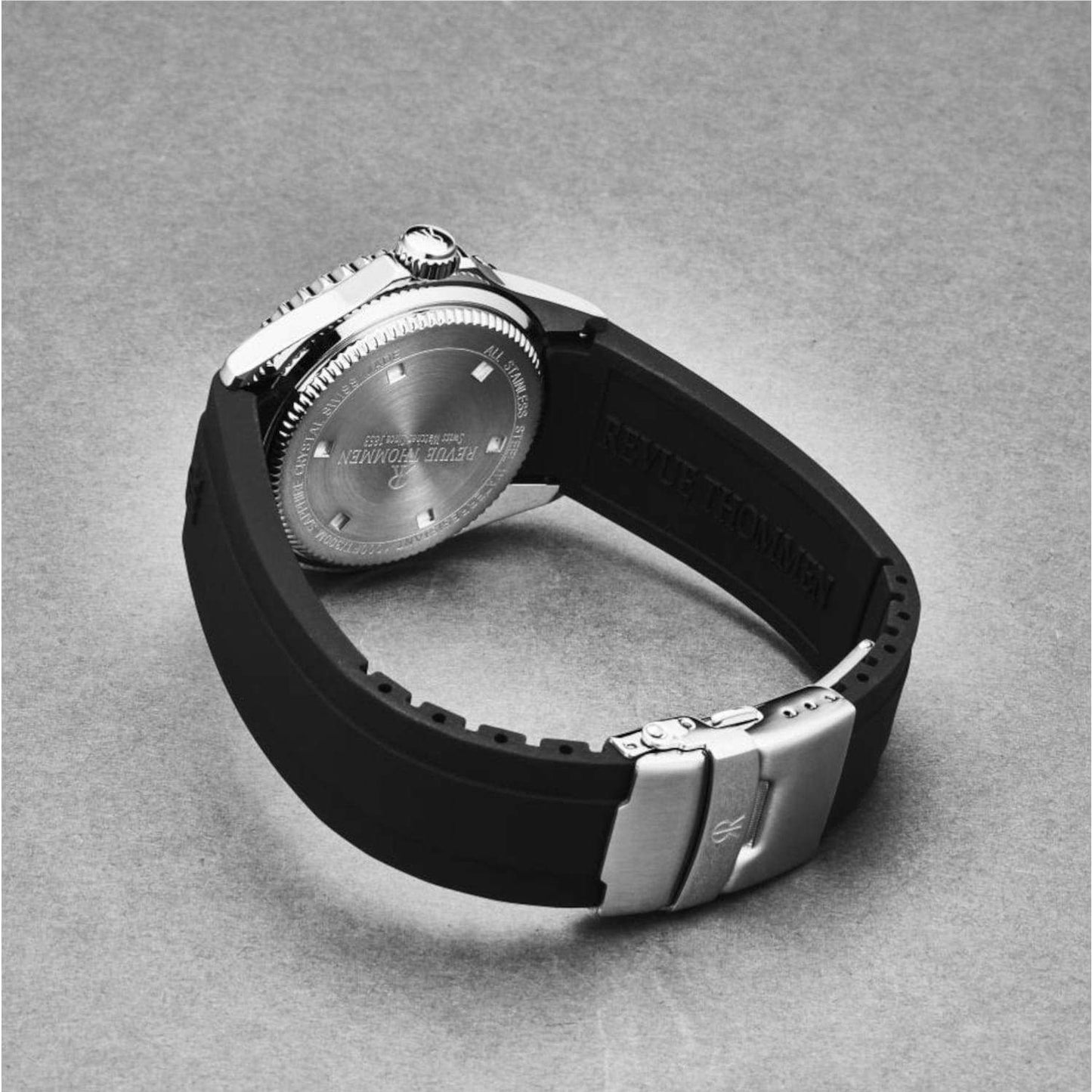 Revue Thommen 17571.2827 Men's 'Diver' Silver Dial Rubber Strap Swiss Automatic Watch