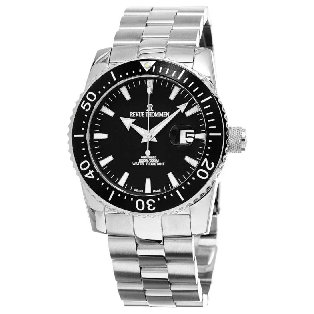 Revue Thommen 17030.2137 Men's 'Diver' Black Dial Stainless Steel Swiss Automatic Watch
