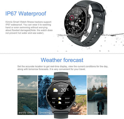 Smartwatch for Men Women IP68 Waterproof Activity Tracker for Android iOS Phones(black)