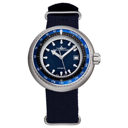 Zeno Men's 500-2824-I4 'Divers' Blue Dial Blue Fabric Strap Automatic Watch