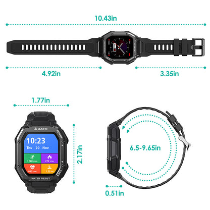 1.69in Full Touch Wireless Smart Watch 3ATM Waterproof Sport Fitness Watch with Sleep Heart Rate Blood Oxygen Blood Pressure Monitor Fit for iPhone Android