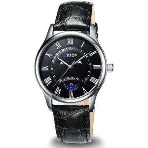 New AESOP Men's Moon Phase Watch with Sapphire Crystal Quartz and Leather band