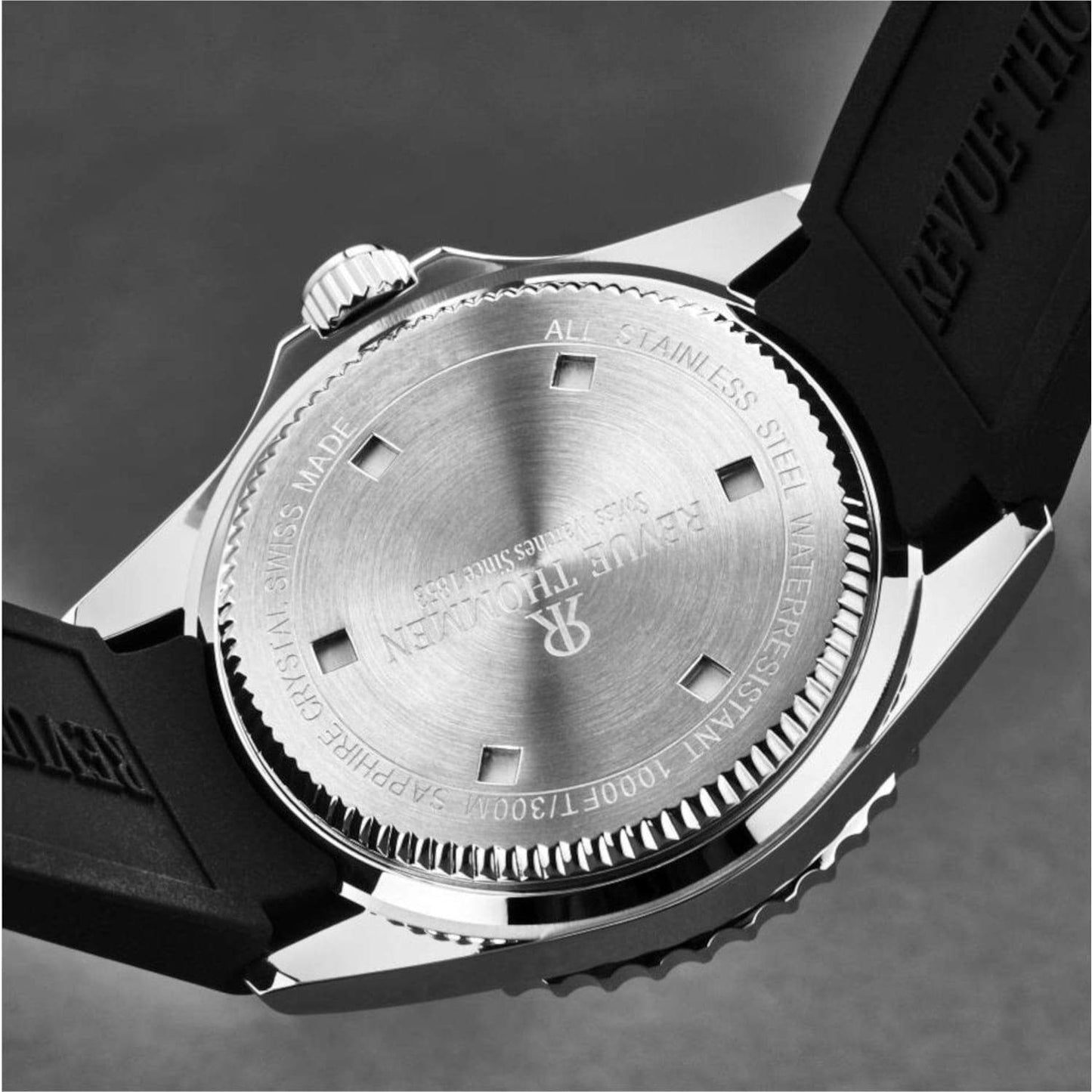 Revue Thommen 17571.2826 Men's 'Diver' Silver Dial Rubber Strap Swiss Automatic Watch