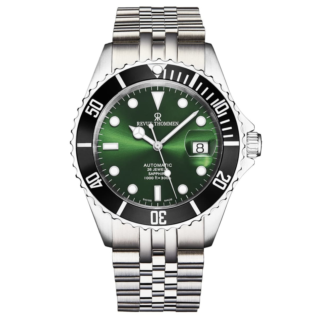 Revue Thommen Men's 'Diver' Green Dial Stainless Steel Bracelet Automatic Watch 17571.2222