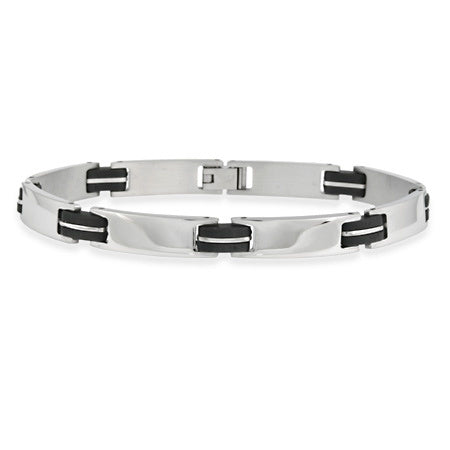 Stainless Steel and Rubber Accented Men's Bracelet