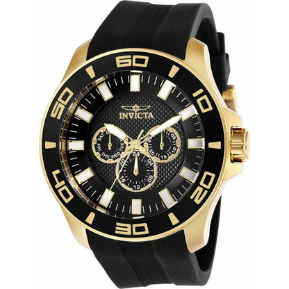 Invicta Pro Diver Men 50mm Stainless Steel Gold Black dial Chronograph Quartz Watch