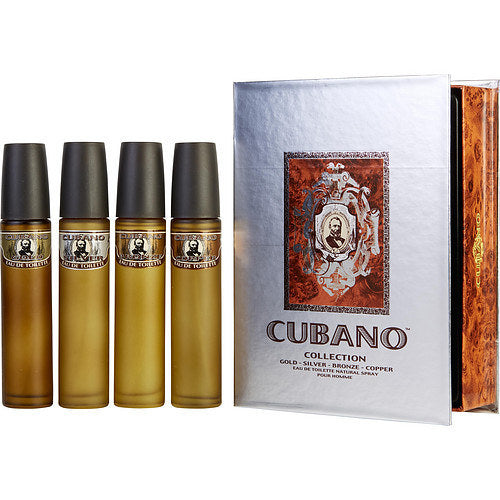 CUBANO VARIETY by Cubano 4 PIECE VARIETY WITH CUBANO GOLD, SILVER, BRONZE & COPPER AND ALL ARE EDT SPRAY 2 OZ