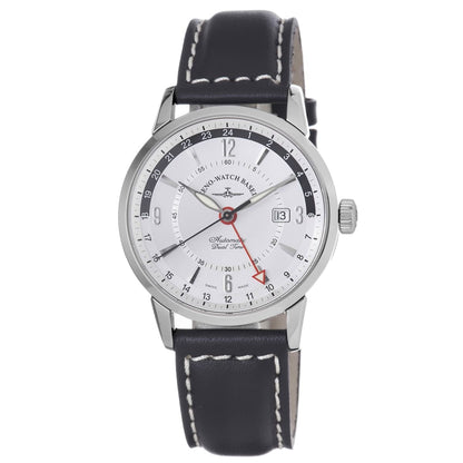 Zeno Men's 'Magellano' Silver GMT Dial Black Strap Automatic Watch
