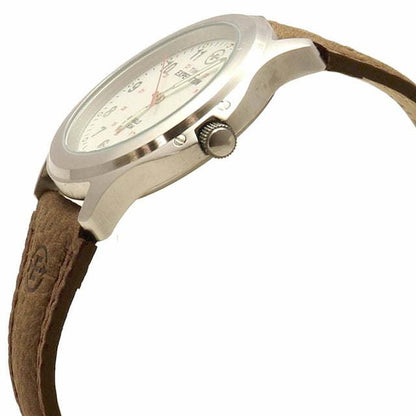 Timex Men's Expedition Metal Field Brown/White 40mm Outdoor Watch, Leather Strap