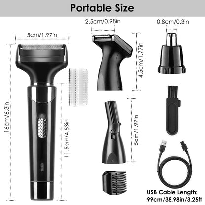 4 In 1 Rechargeable Razor Hair Beard Eyebrow Ear Nose Hairs Sideburn Trimmer Clipper Painless Electric Shaver