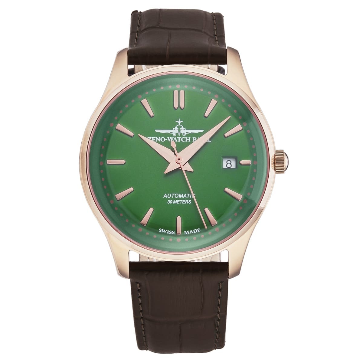 Zeno Men's 'Jules Classic' Limited Edition Green Dial Brown Leather Strap Automatic Watch 4942-2824-PGRG8