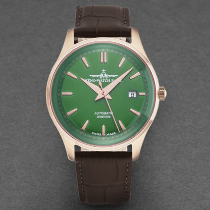 Zeno Men's 'Jules Classic' Limited Edition Green Dial Brown Leather Strap Automatic Watch 4942-2824-PGRG8