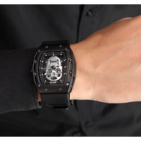 BAOGELA Men's Luminous Luxury Skull Watch with silicon band