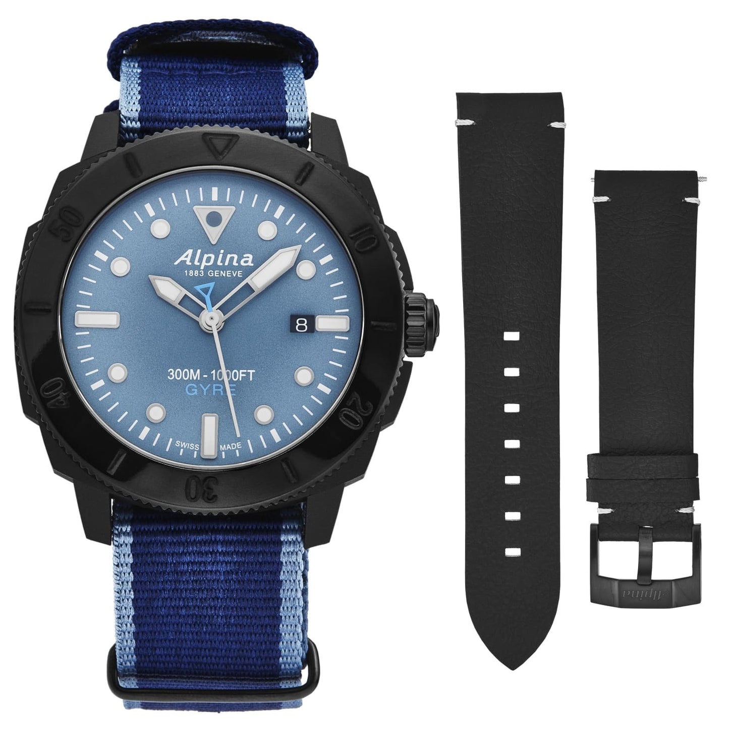 Alpina Mens 'Seastrong Diver Gyre' Blue Dial Blue Canvas Strap Automatic Watch AL-525LNB4VG6