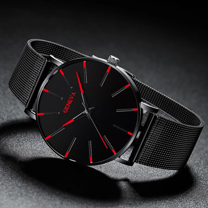 Minimalist Men's Fashion Ultra Thin Watches Simple Men Business Stainless Steel Mesh Belt Quartz Watch relogio masculino